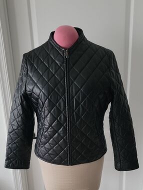 Marcia Collectiin Quilted Black Leather Jacket - Women's